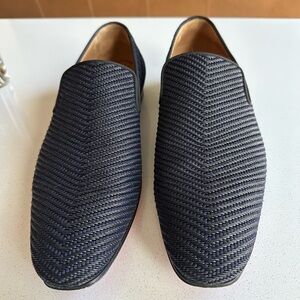 Christian Louboutin Textured Navy Loafers